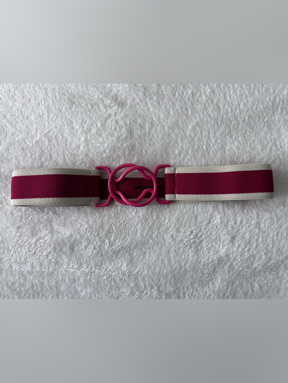 Isabel Marant Fuchsia and Cream Striped Ring-Buckle Belt